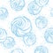 Delicate hand-drawn marshmallow seamless pattern in light blue color. High-detailed vector artwork isolated. Sweet delights.