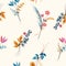 Delicate hand drawn and painted mewdow floral seamless pattern vector, Design for fashion