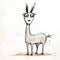 Delicate And Humorous Llama Sketch In The Style Of Conrad Roset