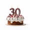 Delicate And Joyful 30th Birthday Cake With White Background