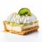 Delicate Key Lime Pie Slice With Exotic Flair And High-key Lighting