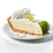 Delicate Key Lime Pie Slice On White Plate - Commercial Imagery