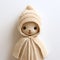 Delicate Knitted Girl In Kawaii Hooded Dress - Minimalist Textiles