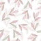 Delicate leaves and branches seamless pattern on white
