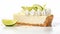 Delicate Lime Cheesecake Slice On White Background