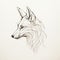 Delicate Line Work: Captivating Fox Head Drawing On White Background