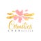 Delicate logo design for cosmetics shop or boutique. Hand drawn vector illustration for make up artist, natural products