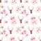 Delicate magnolia flowers and deer seamless vector print