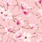 Delicate magnolia flowers pink seamless vector pattern