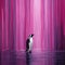 Delicate Misty Rain: A Neo-abstract Realism Penguin In Luminous Magenta
