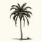 Delicate Palm Tree Hand Drawn Black And White Illustration