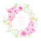 Delicate peonies wreath round vector frame