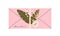 Delicate Pink Envelope Adorned With Flowers, Its Petals Gently Cradle Handwritten Sentiments, Vector Illustration