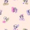 Delicate pink seamless pattern with sketches of faces. Fashion portraits for fabric, print, clothing, wallpaper and