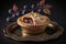 delicate plum mini pie with decorated edge and golden crust