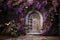 Delicate Purple fairy door flowers. Generate Ai