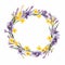 Delicate Realism Daffodil Wreath With Pressed Lavender Flowers