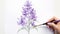 Delicate Realism: Hand-painted Purple Flowers With Pen