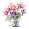 Delicate Realism: Watercolor Flowers In Vase Illustration