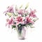 Delicate Realism: Watercolor Lily Bouquet In Vase