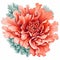 Delicate Red Carnation Flower Vector With Ming Dynasty Style