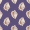 Delicate regular seamless pattern with realistic watercolor sea conchs on pastel background.