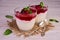 Delicate rice pudding with sweet and sour cherry fudge.