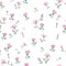 Delicate romantic pattern with little pink flowers and buds on a white background. Seamless vector with floral elements