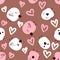 Delicate romantic seamless pattern with chickens and hearts. Perfect for textile, postcard and print.