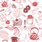 Delicate seamless pattern with sweets and tea.