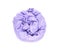 Delicate, soft and crumpled twisted in a circle fabric of purple color is isolated on a white background