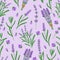 Delicate And Soothing Lavender Seamless Pattern. Repetitive Motif Of Flowers And Leaves, Creating A Tranquil Design