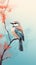 Delicate Speedpainting Of A Bird On A Branch With Simple Background