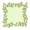 Delicate spring square frame with birch branches and earrings, seamless pattern