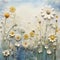 Delicate Textured Oil Painting Of Daisies On Large Canvas
