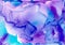 Delicate transparent blue-violet wallpaper with waves in abstract fluid art technique