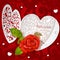 Delicate Valentine applique with red rose