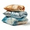 Delicate Washes: Three Stacked Pillows In Liquid Metal Style