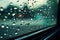 Delicate Water rain droplets car window. Generate Ai