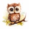 Delicate Watercolor Clipart Of A Cute Owl On A White Background