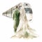 Delicate Watercolor Wedding Portrait With Groom And Bride By Train