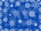 Delicate white Christmas snowflake background blue