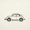 Delicately Detailed Black And White Volkswagen Beetle Illustration