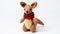 Delicately Detailed Knitted Kangaroo Toy With Red Scarf