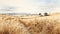 Delicately Rendered British Landscape Painting Of Wheat Field And Mountains