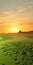 Delicately Rendered Green Sand Landscape At Sunset