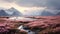 Delicately Rendered Polar Landscape With Pink Flowers