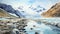 Delicately Rendered Watercolor Painting Of A River And Glacier