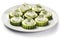 Delicately sliced cucumbers filled with creamy herb-infused cream creese.
