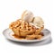 Delicious American Apple Pie with Ice Cream on a Plate.